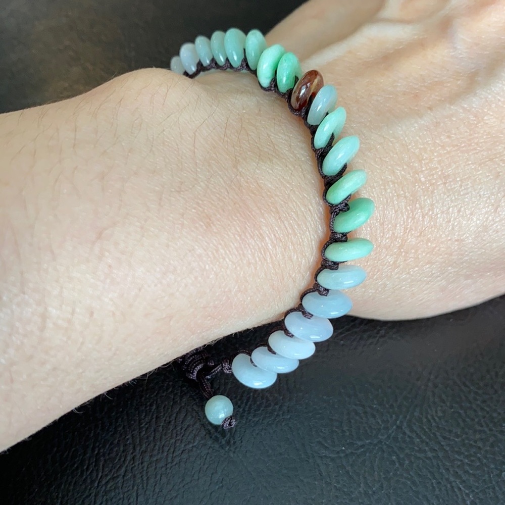 Jade Bangle Bracelet Adjustable Round Mini Donut - image 6